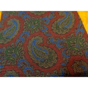 FACONNABLE ~ MENS SILK DRESS SHIRT SUIT TIE  ~ RED BLUE OLIVE ~ PAISLEY ~ 60" XL